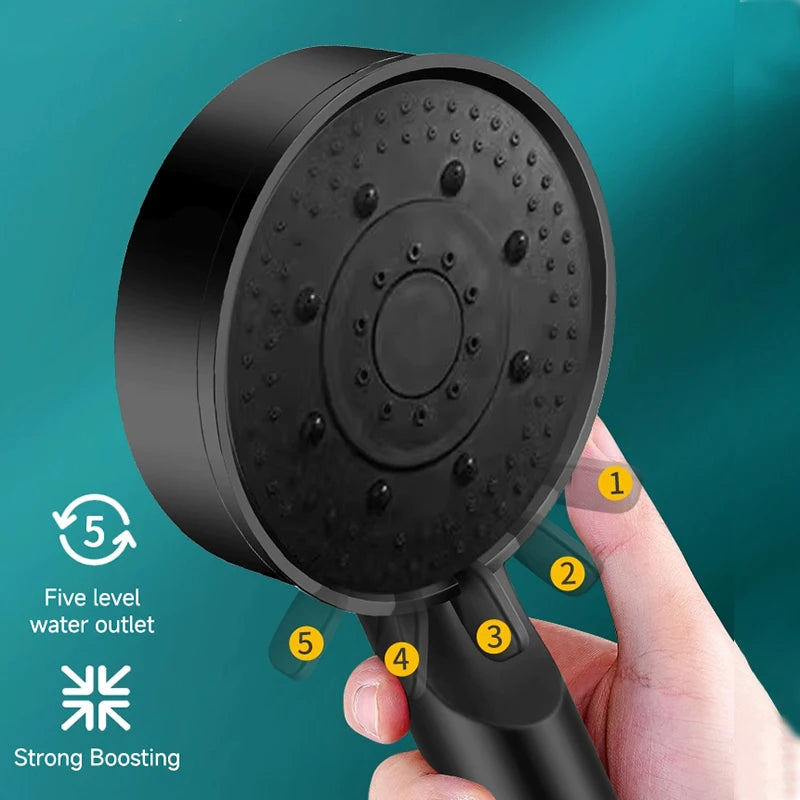 5 Modes Pressure Boost Shower Head for Ultimate Relaxation