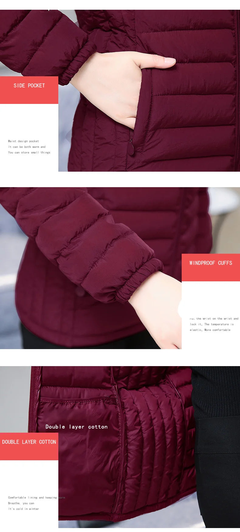 2025 New Women's Parkas lady Winter Thickened Slim Warm Jackets Female Hooded Parkas Women Cotton Padded Jacket Ultralight Coat