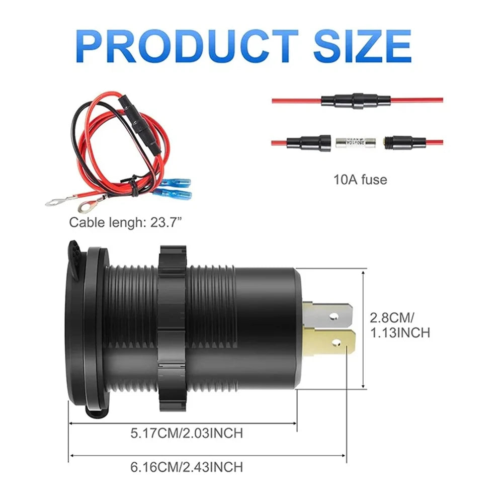 3 Ports Quick Charge 112W Car Charger for 12V 24V Vehicles