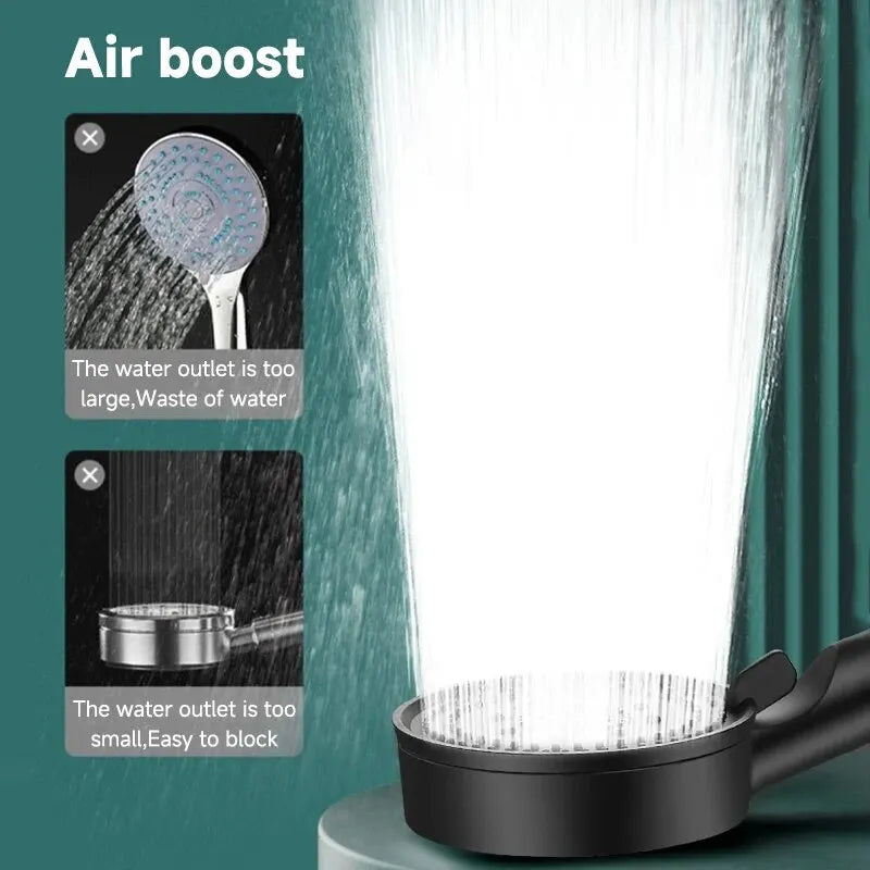 5 Modes Pressure Boost Shower Head for Ultimate Relaxation