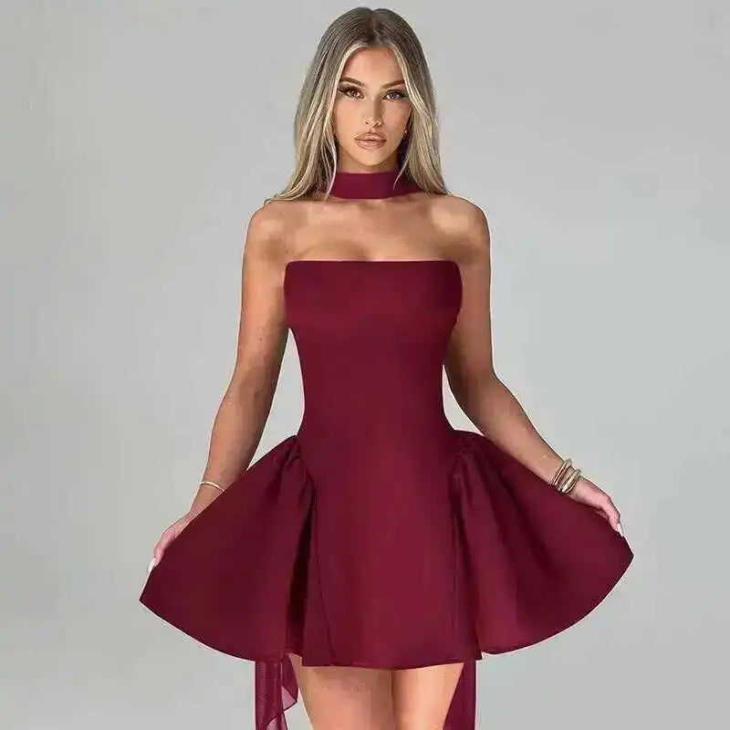 Avrilyaan Off Shoulder Backless Sexy A-line Dress Women 2025 Elegant Party Dress Strapless Bodycon Mini Summer Dress Vestidos