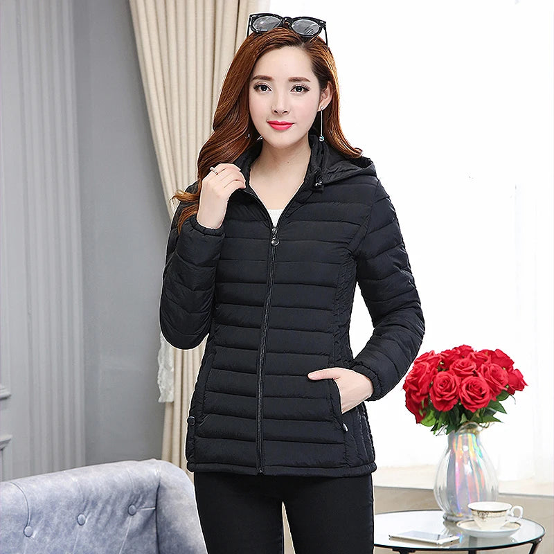 2025 New Women's Parkas lady Winter Thickened Slim Warm Jackets Female Hooded Parkas Women Cotton Padded Jacket Ultralight Coat