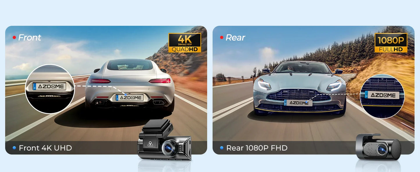 AZDOME 4K Dash Cam M550 Pro Built-in 5.8Ghz WiFi GPS Car DVR Upgrade AZDOME M550 Night Vision Parking Monitor Support Rear Cam
