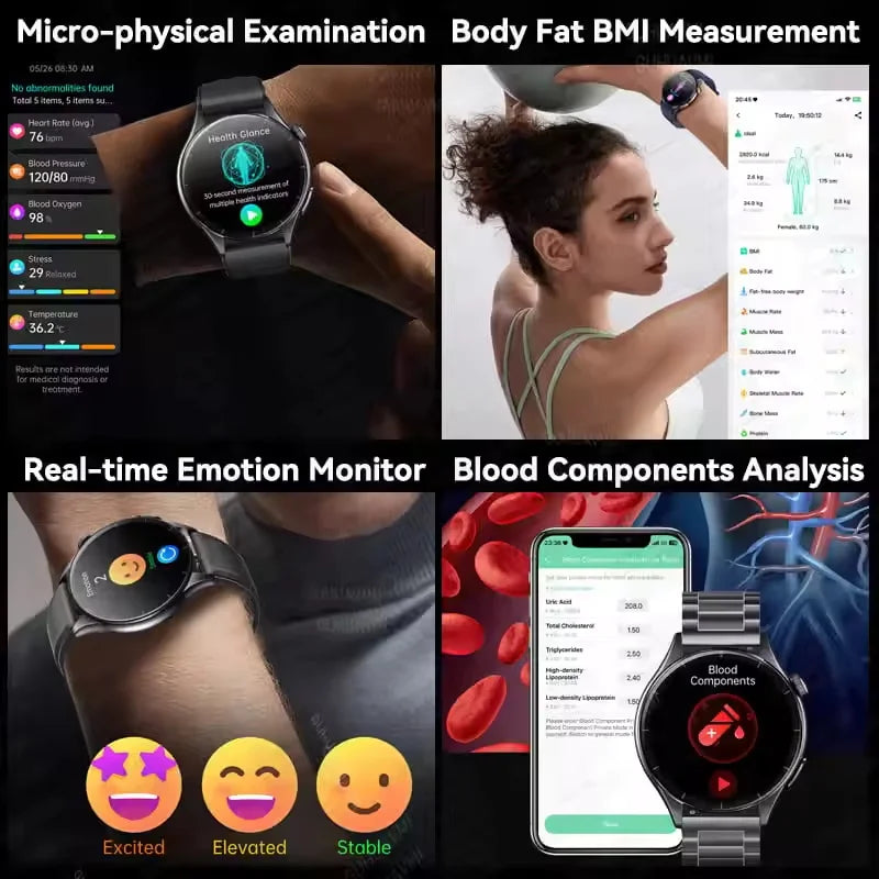 2025 New Health Care ECG+HRV+NFC SmartWatch Body Analysis Uric Acid Blood lipids Heart Rate Blood pressure Monitoring Smartwatch