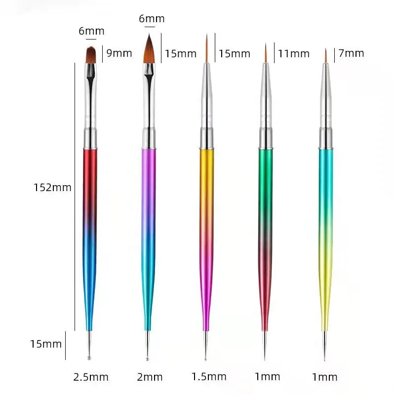 5Pc/Set Nails Art Dotting Pen Acrylic Drawing Liner Brush Rhinestone Gems Picker UV Gel Painting Manicure Accessoires Tools