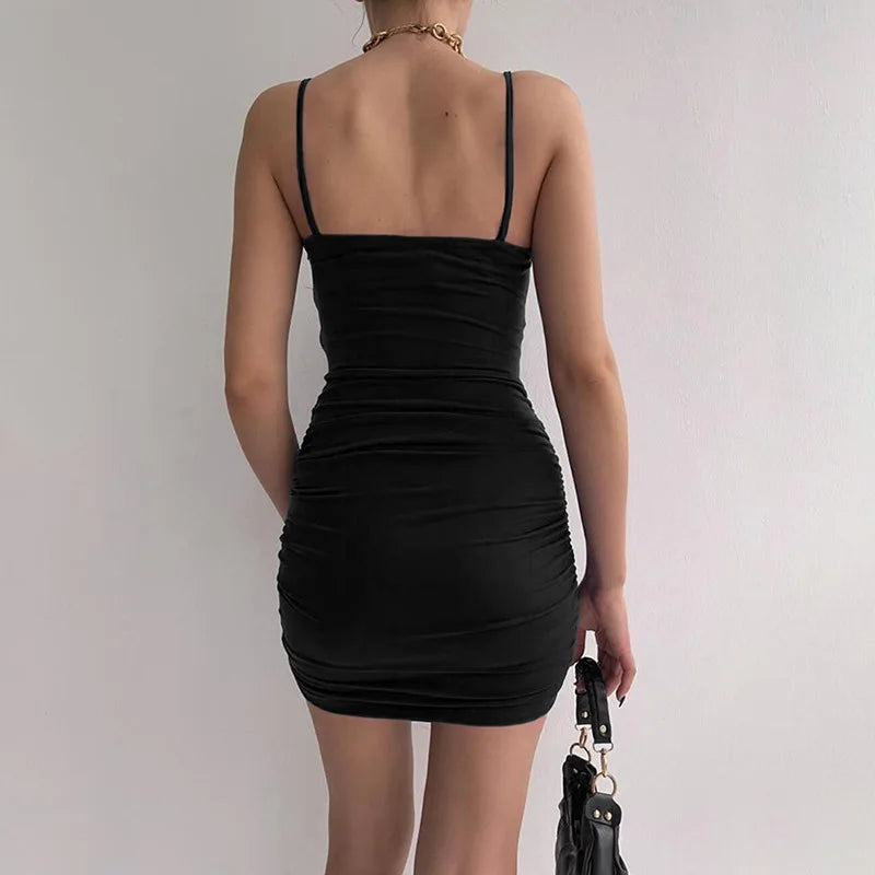 Sexy Spaghetti Strap Bodycon Dress for Women Slim Fit