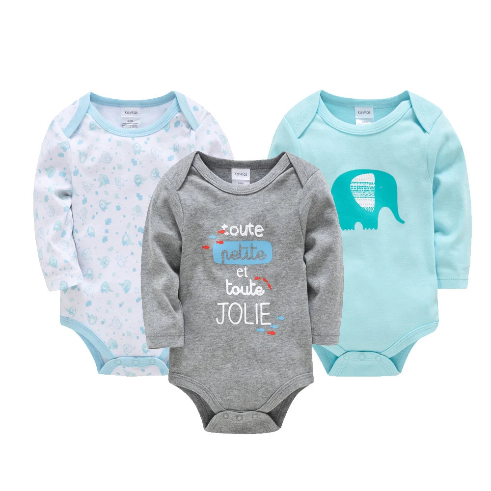 3 Pcs/Lot Newborn Baby Clothes Boys Cute Romper 100% Cotton Long Sleeve Bodysuit Baby Clothing Sets Gift Infant Jumpsuit 0-24M