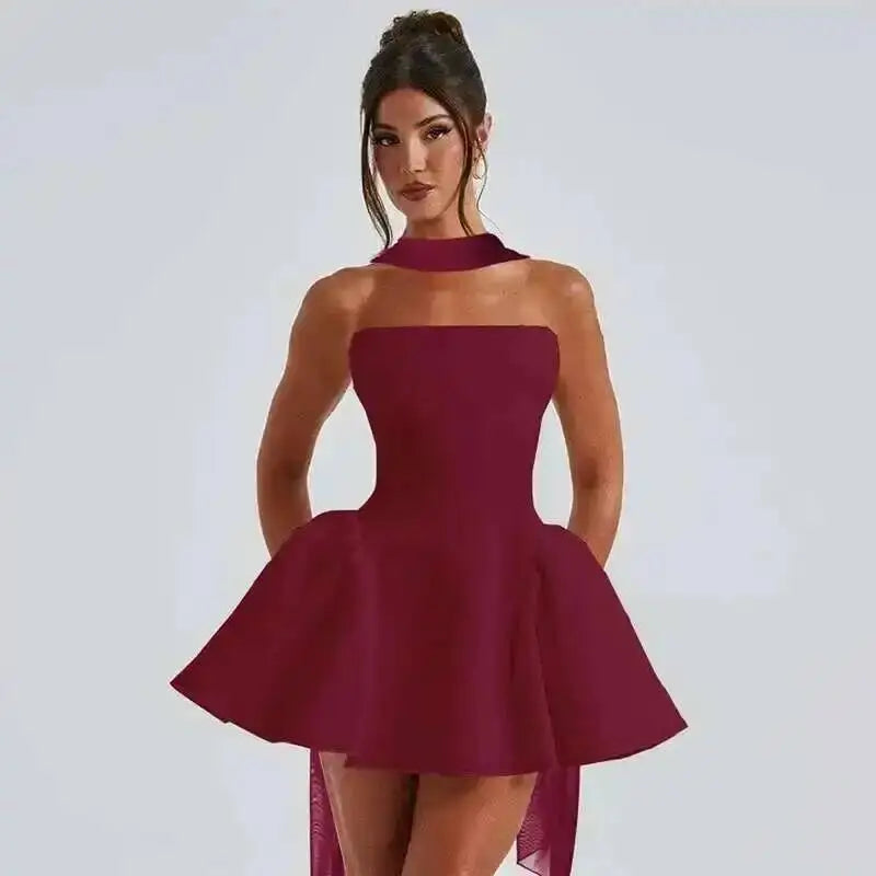 Avrilyaan Off Shoulder Backless Sexy A-line Dress Women 2025 Elegant Party Dress Strapless Bodycon Mini Summer Dress Vestidos