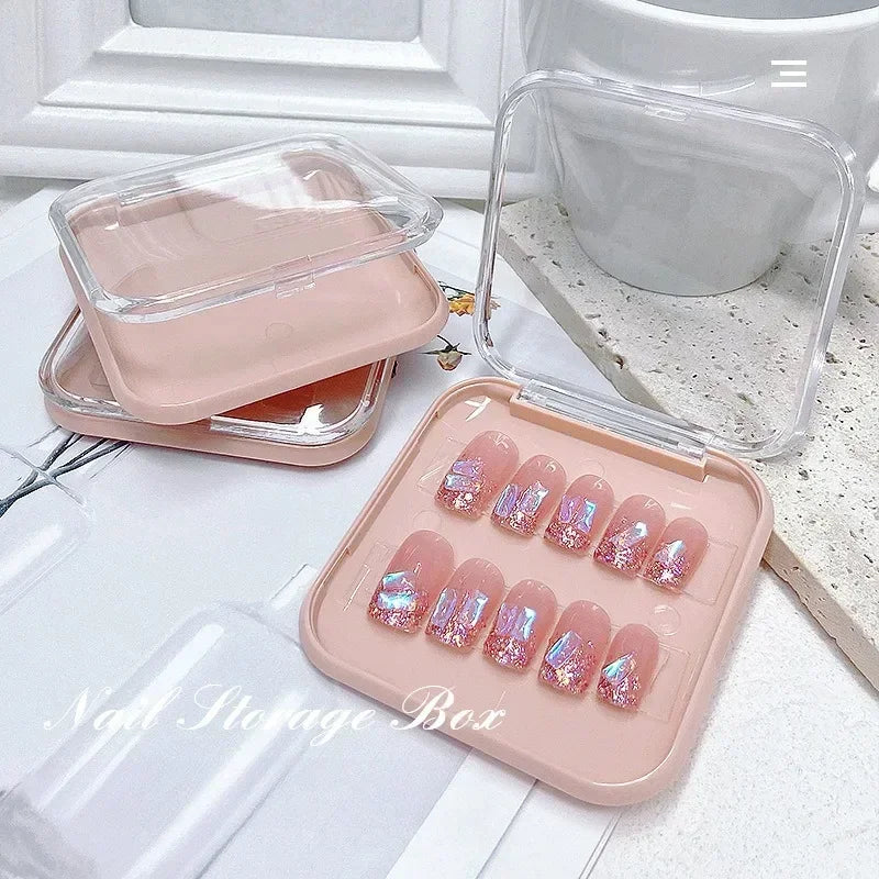20/10 Pieces Empty Nail Boxes For Packaging Square Shape Box Wholesale Nail Tips Press On Nail Packaging Case Small Business