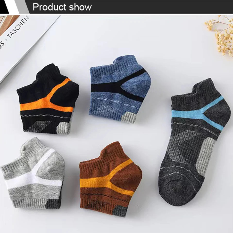 5 Pairs High Quality Socks Men Summer Outdoor Casual Cotton Socks Short Breathable Black Ankle Socks Run Sports Socks Size 38-45