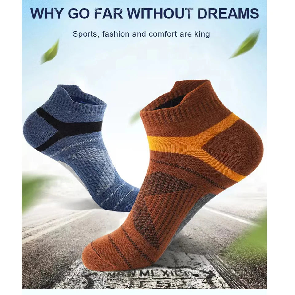 5 Pairs High Quality Socks Men Summer Outdoor Casual Cotton Socks Short Breathable Black Ankle Socks Run Sports Socks Size 38-45