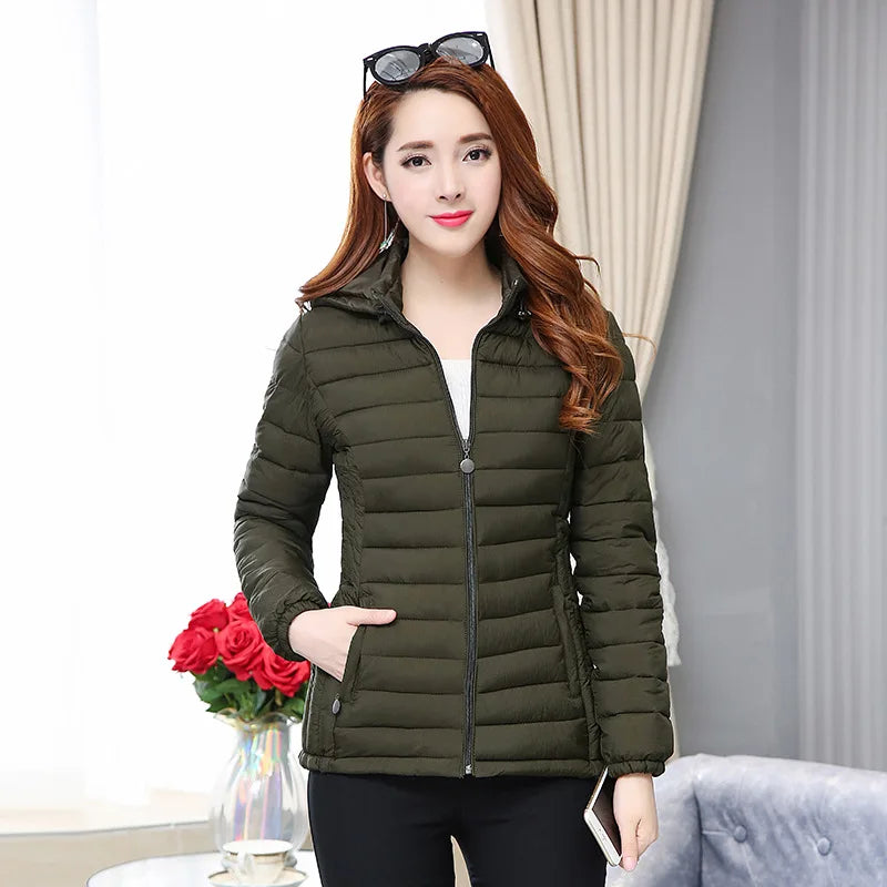 2025 New Women's Parkas lady Winter Thickened Slim Warm Jackets Female Hooded Parkas Women Cotton Padded Jacket Ultralight Coat