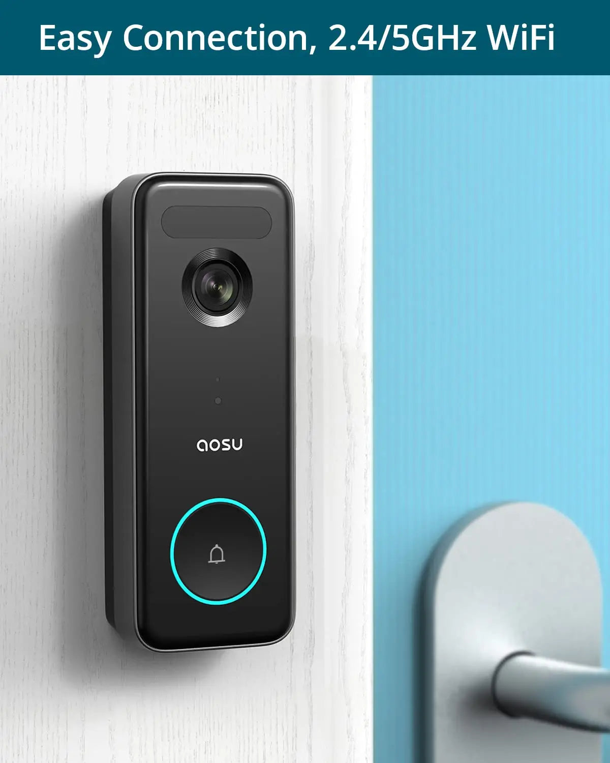 AOSU 5MP Ultra HD 2.4/5G WiFi Video Doorbell Outdoor Camera PIR Motion Detection 2-Way Audio Wireless Door Bell Support Alex
