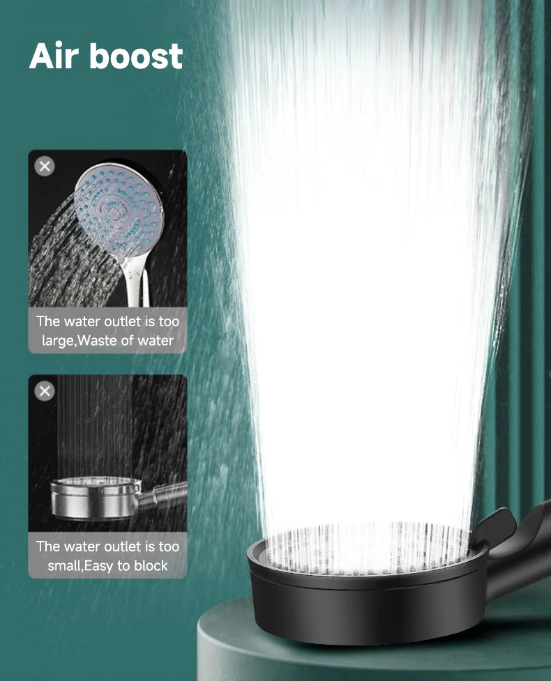 5 Modes Pressure Boost Shower Head for Ultimate Relaxation