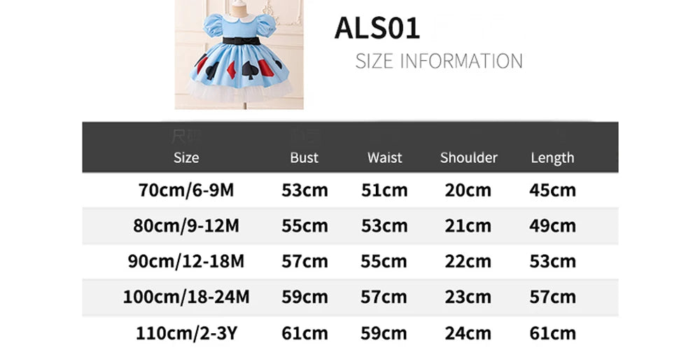 Baby Alice Maid Lolita Girl Party Costume Wonderland Alice Halloween Kids Clothing Carnival Bow 1st Birthday Princess Prom Dress