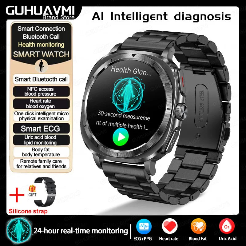 2025 New For XIAOMI Health Watch Uric Acid Blood Pressure Blood oxygen Body Analysis Body Fat SmartWatch ECG+PPG Clock Women Men