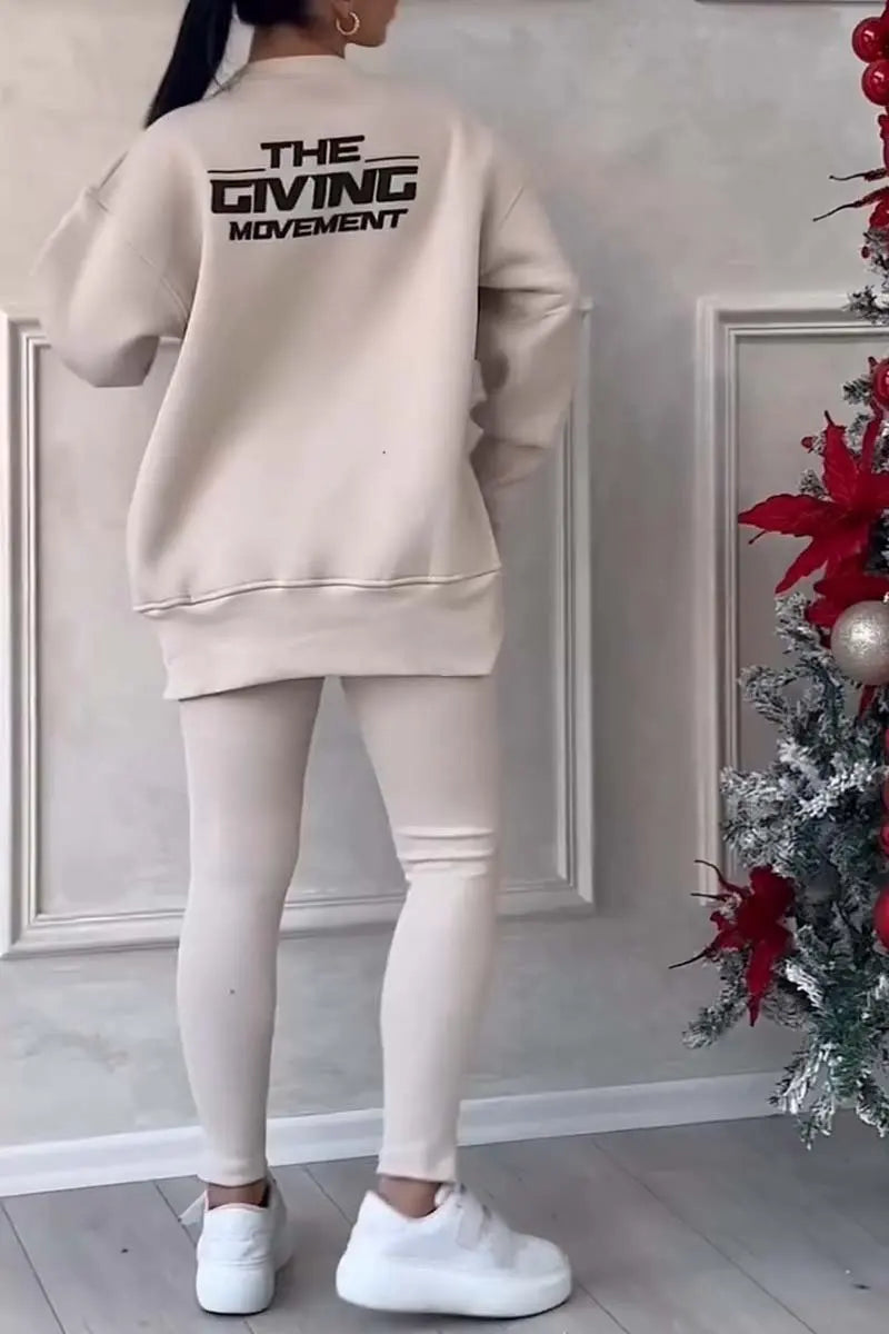 2pcs Women Sport Suit Hoodie Sweatshirt Winter Loose Irregular Top + Leggings Pant Casual Jogger Outfit Sports Two-piece Set