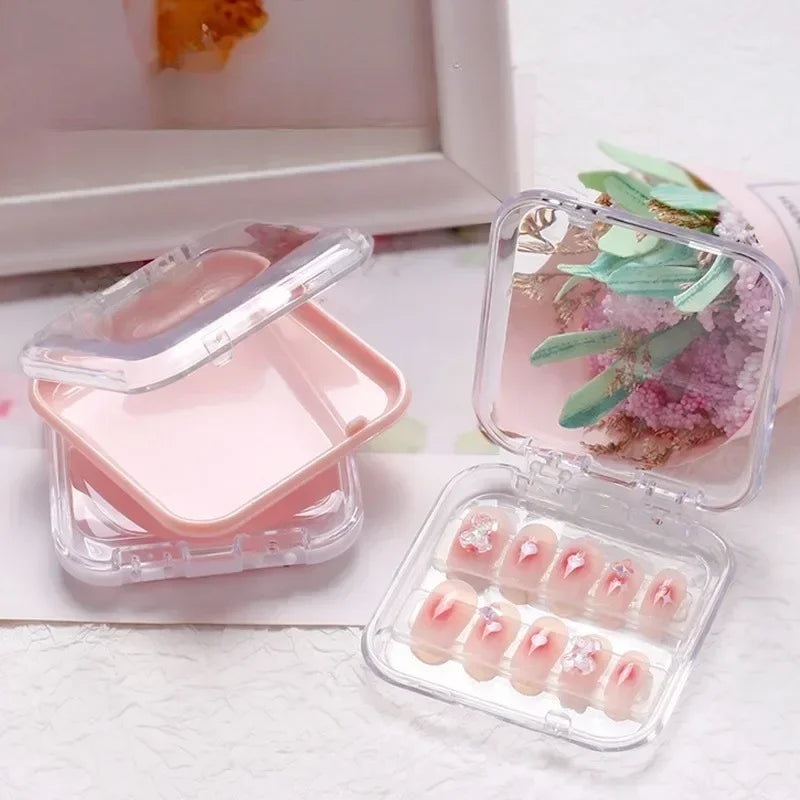 20/10 Pieces Empty Nail Boxes For Packaging Square Shape Box Wholesale Nail Tips Press On Nail Packaging Case Small Business