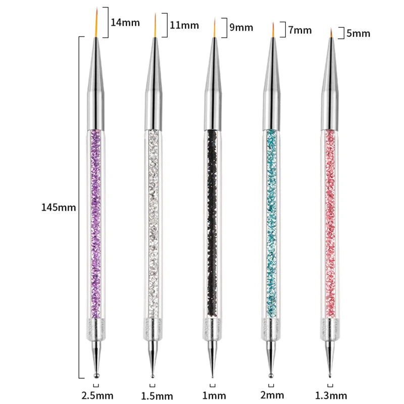 5Pc/Set Nails Art Dotting Pen Acrylic Drawing Liner Brush Rhinestone Gems Picker UV Gel Painting Manicure Accessoires Tools