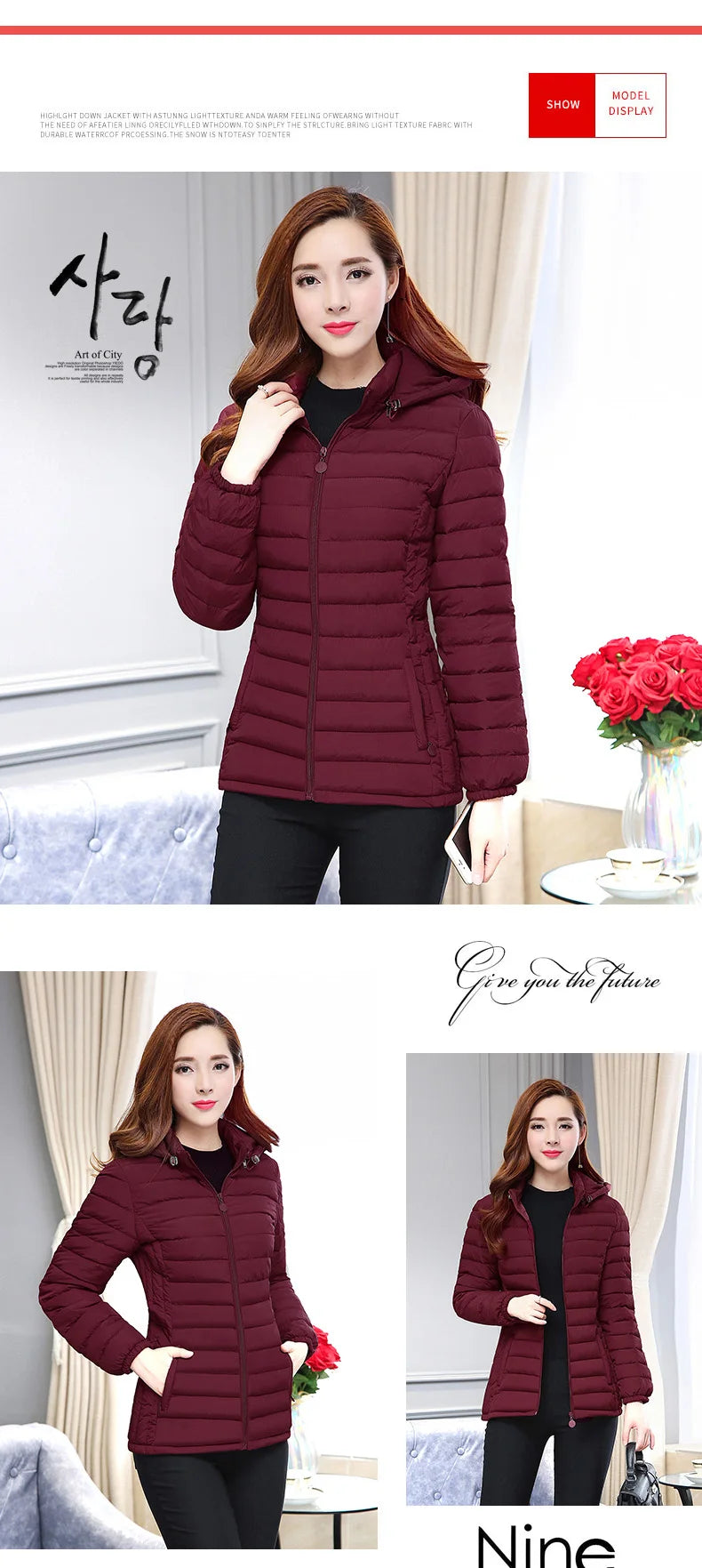2025 New Women's Parkas lady Winter Thickened Slim Warm Jackets Female Hooded Parkas Women Cotton Padded Jacket Ultralight Coat