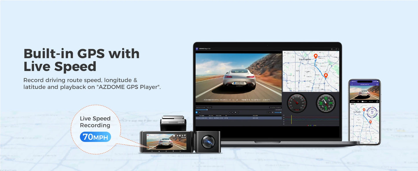 AZDOME 4K Dash Cam M550 Pro Built-in 5.8Ghz WiFi GPS Car DVR Upgrade AZDOME M550 Night Vision Parking Monitor Support Rear Cam