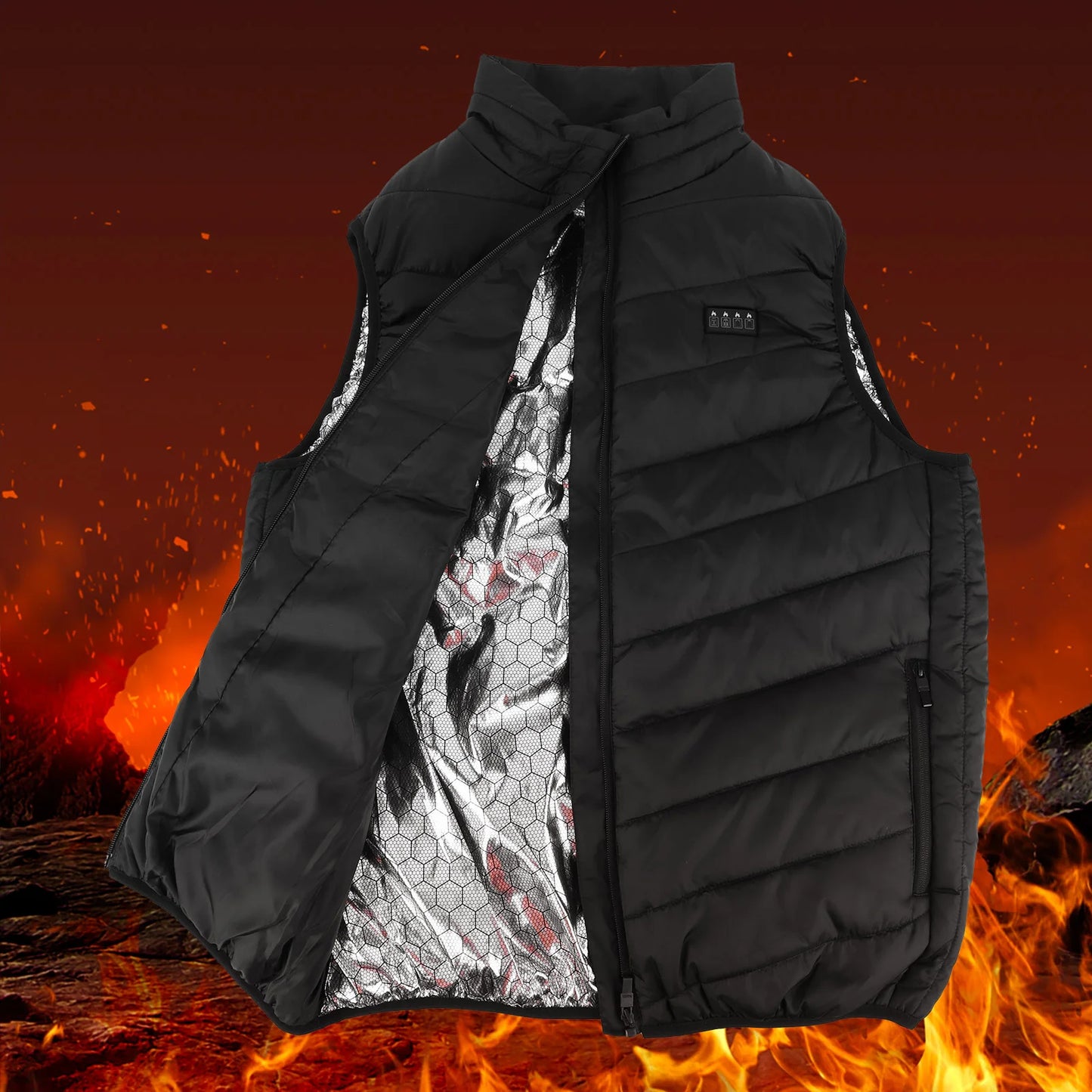 21 Area Heated Vest Thermal Warm Waistcoat Electric Heating Jacket (Black 4XL)