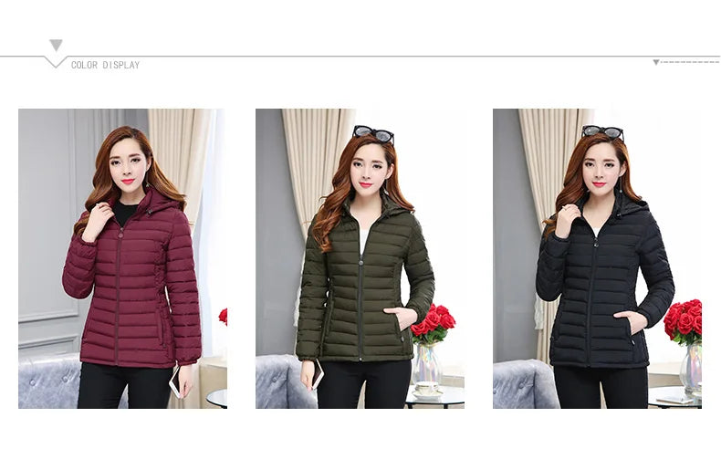 2025 New Women's Parkas lady Winter Thickened Slim Warm Jackets Female Hooded Parkas Women Cotton Padded Jacket Ultralight Coat