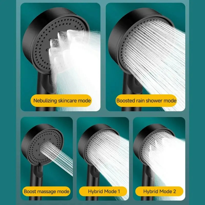 5 Modes Pressure Boost Shower Head for Ultimate Relaxation
