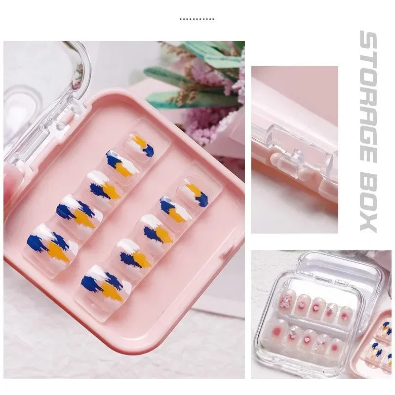 20/10 Pieces Empty Nail Boxes For Packaging Square Shape Box Wholesale Nail Tips Press On Nail Packaging Case Small Business