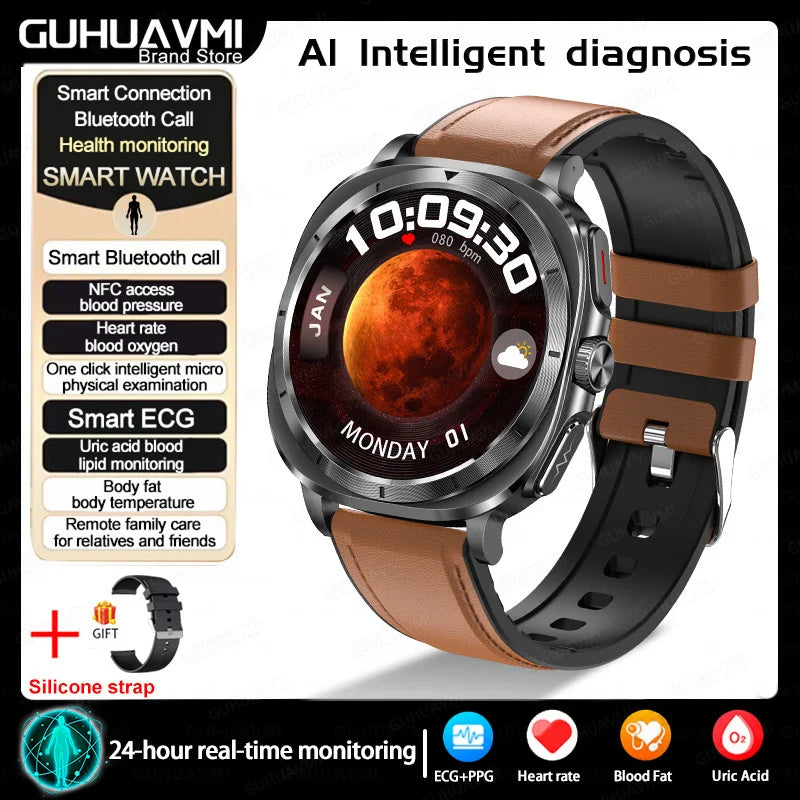 2025 New For XIAOMI Health Watch Uric Acid Blood Pressure Blood oxygen Body Analysis Body Fat SmartWatch ECG+PPG Clock Women Men