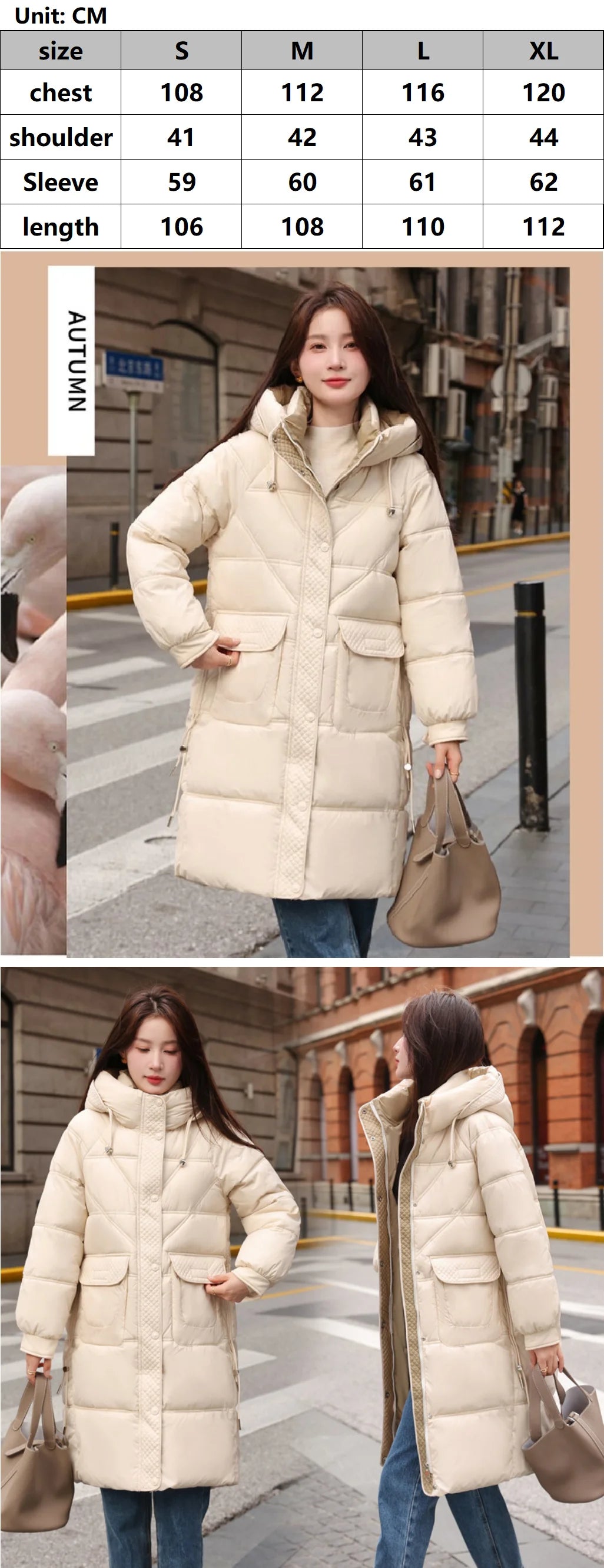 2025 Winter Women's New Hooded Casual down Cotton Coat, Long Sleeve Hooded Design Mid-Length Jacket, Fashionable, Elegant, and Warm