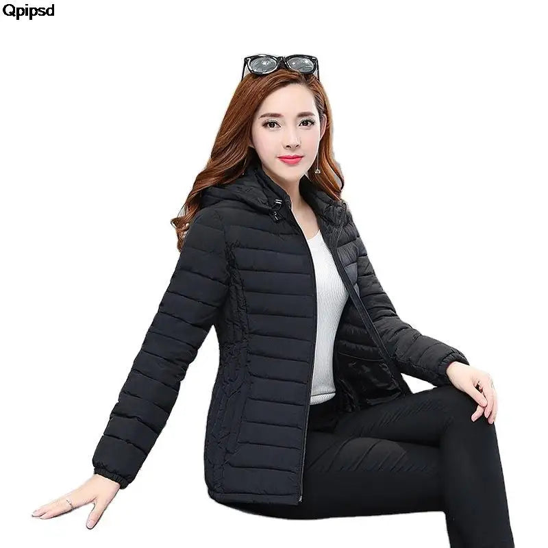 2025 New Women's Parkas lady Winter Thickened Slim Warm Jackets Female Hooded Parkas Women Cotton Padded Jacket Ultralight Coat