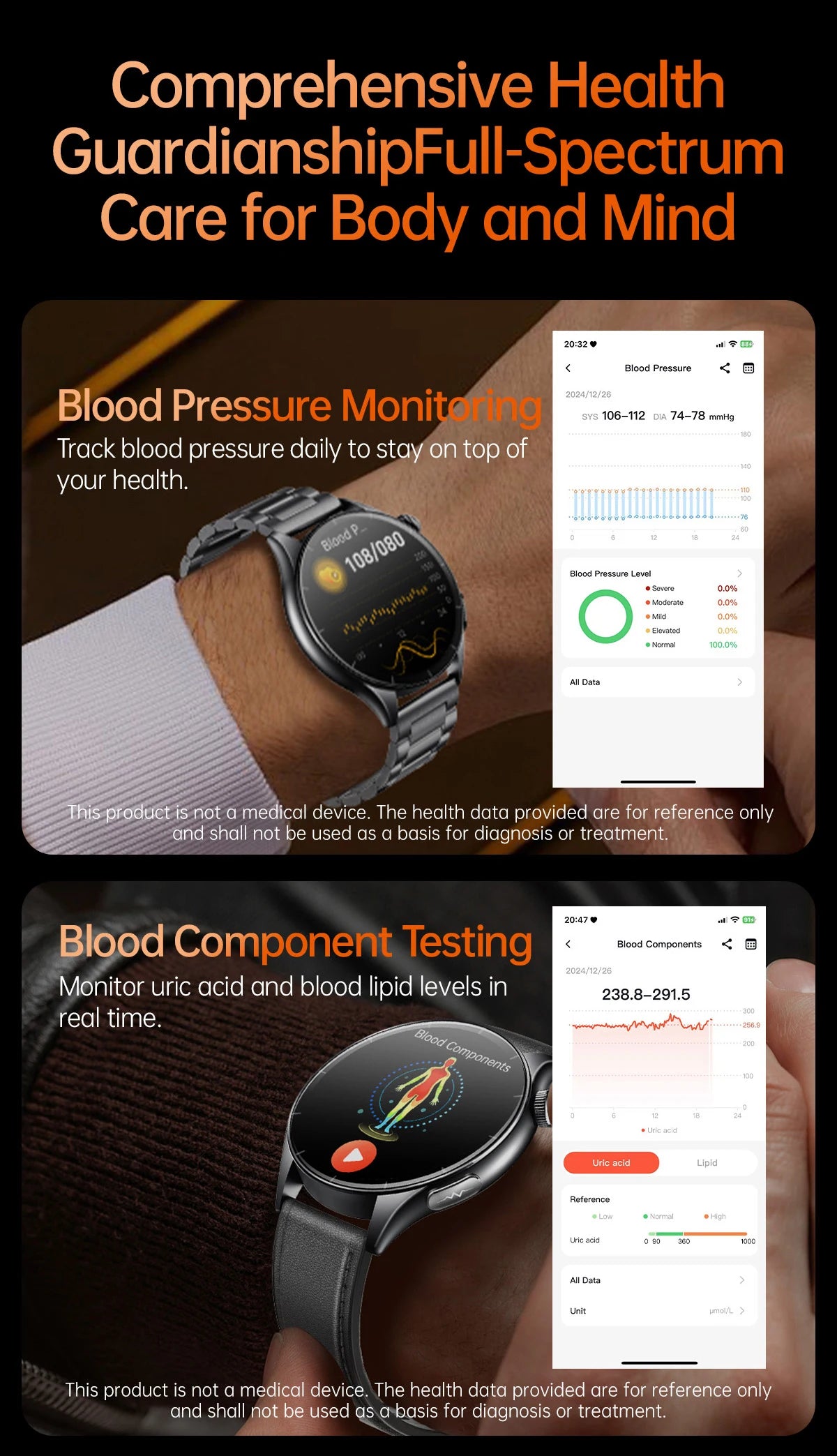 2025 New Health Care ECG+HRV+NFC SmartWatch Body Analysis Uric Acid Blood lipids Heart Rate Blood pressure Monitoring Smartwatch