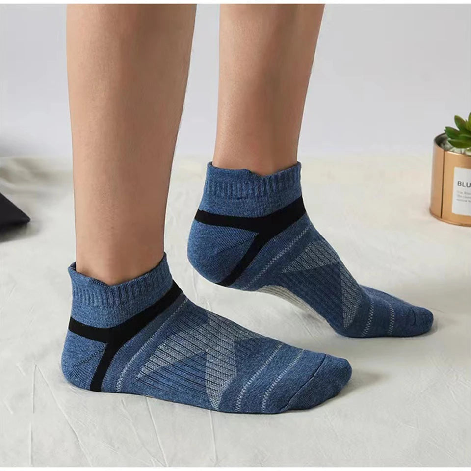 5 Pairs High Quality Socks Men Summer Outdoor Casual Cotton Socks Short Breathable Black Ankle Socks Run Sports Socks Size 38-45