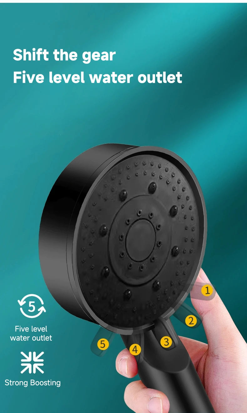 5 Modes Pressure Boost Shower Head for Ultimate Relaxation