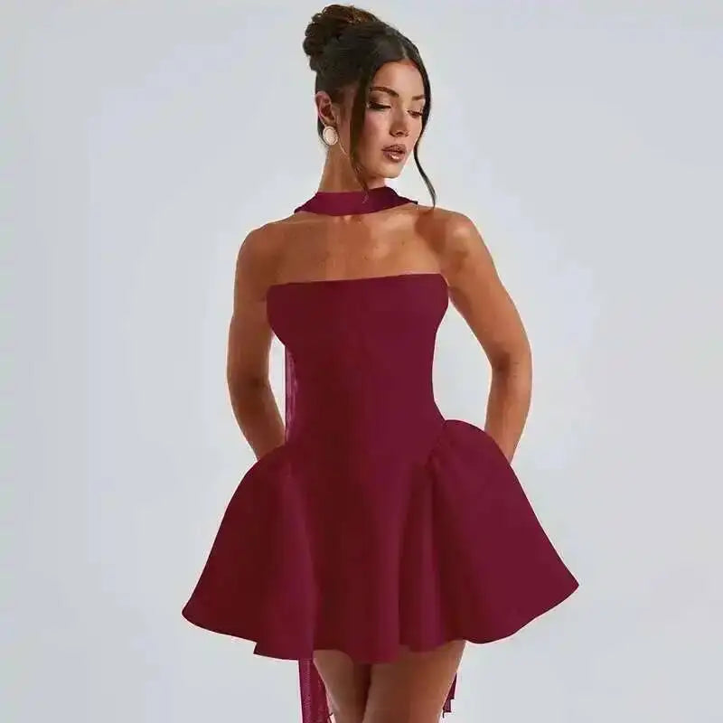 Avrilyaan Off Shoulder Backless Sexy A-line Dress Women 2025 Elegant Party Dress Strapless Bodycon Mini Summer Dress Vestidos