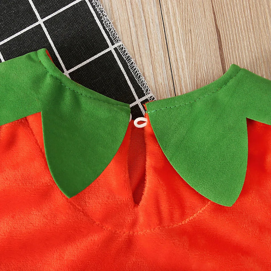 Baby Costume Kids Pumpkin Tops Romper with Hat Boys Girls Cosplay One-Piece Infant Casual Onesie Halloween Jumpsuit 0-5 Years