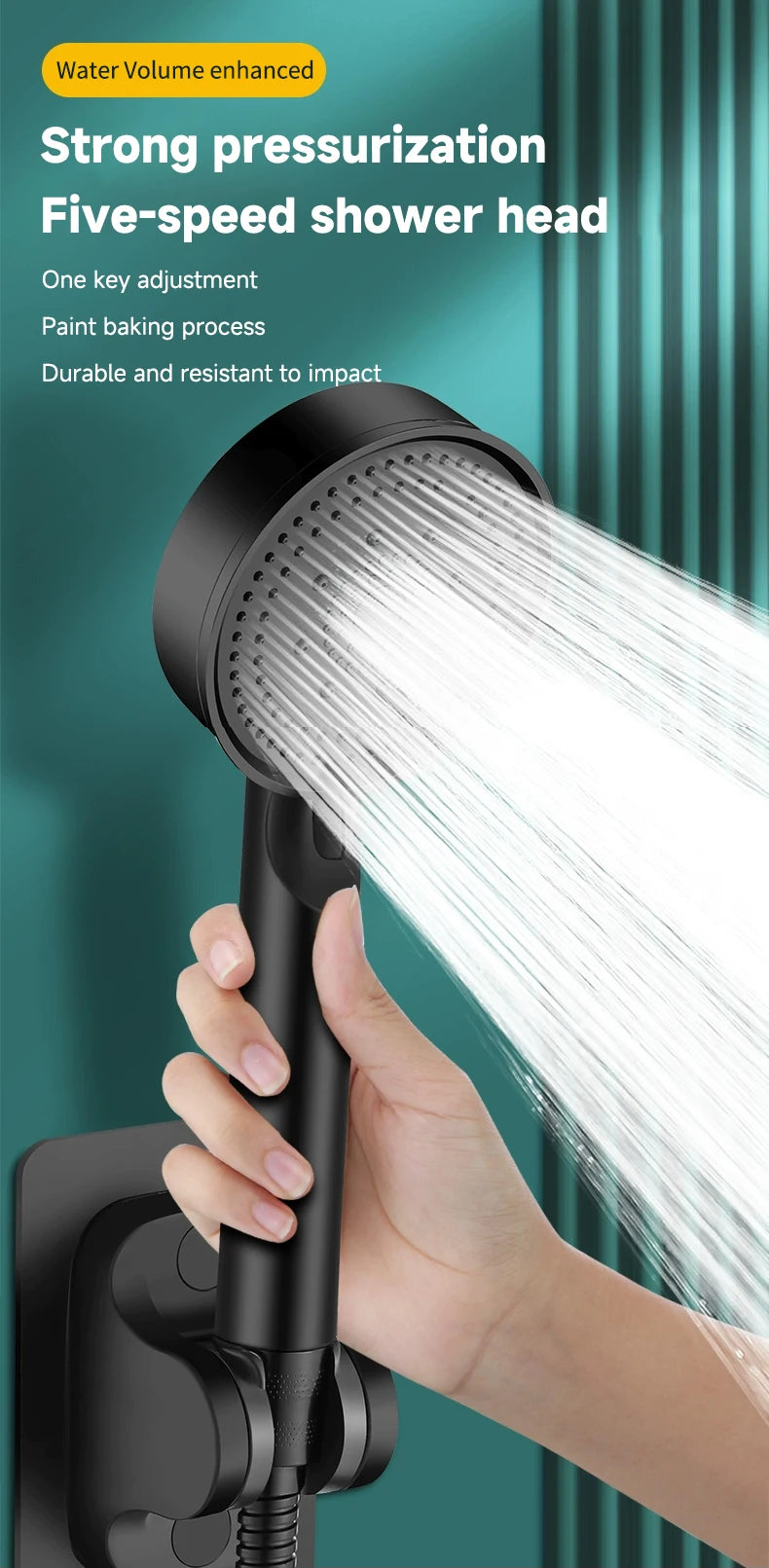 5 Modes Pressure Boost Shower Head for Ultimate Relaxation