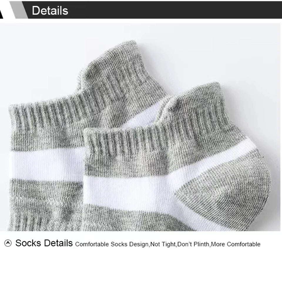 5 Pairs High Quality Socks Men Summer Outdoor Casual Cotton Socks Short Breathable Black Ankle Socks Run Sports Socks Size 38-45