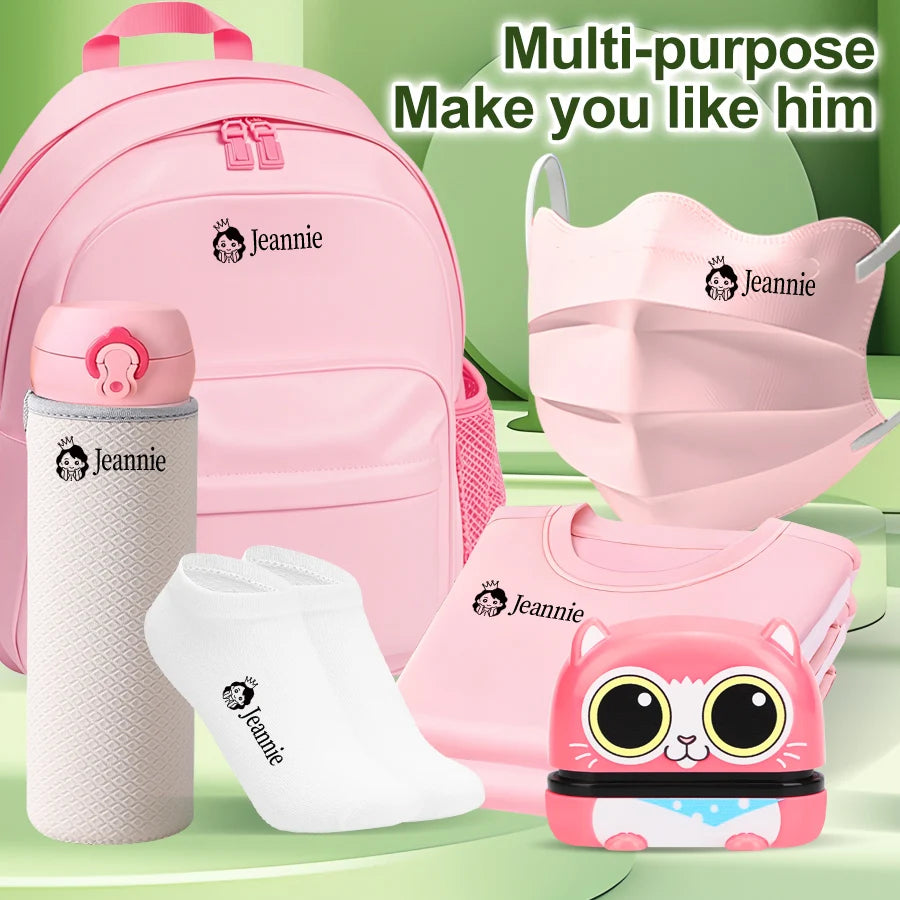 Personalized Baby Name Stamp Set - Custom Waterproof Ink Seal for School, Travel & Kindergarten, Durable Non-Fading Toy Gift