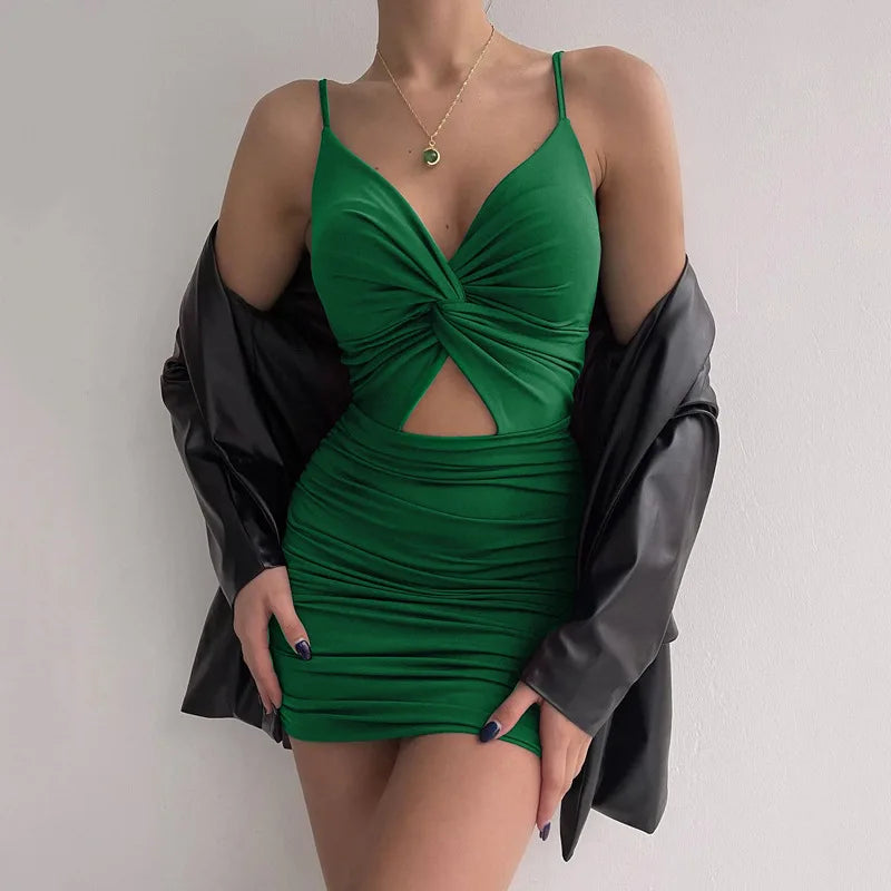 Sexy Spaghetti Strap Bodycon Dress for Women Slim Fit