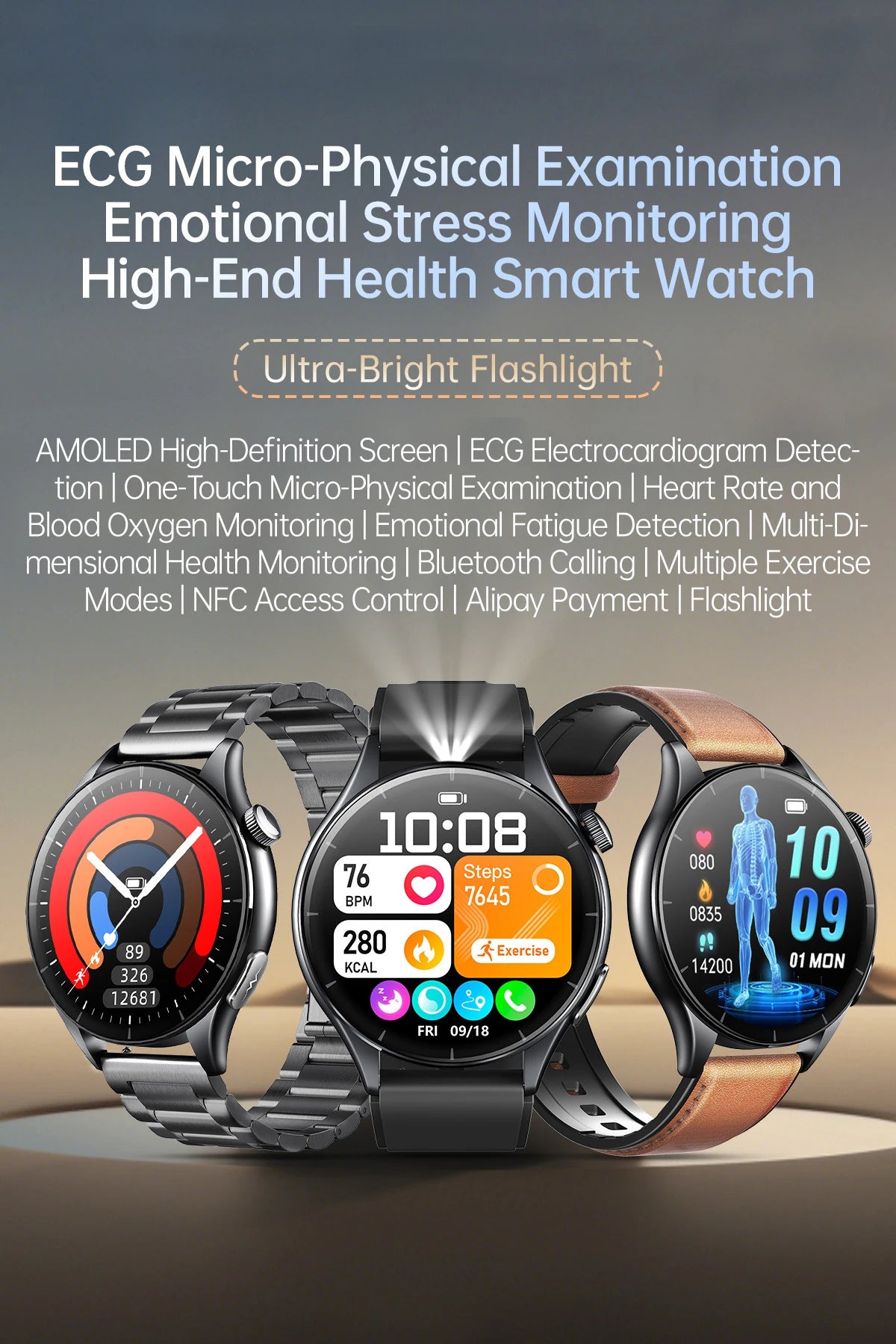 2025 New Health Care ECG+HRV+NFC SmartWatch Body Analysis Uric Acid Blood lipids Heart Rate Blood pressure Monitoring Smartwatch