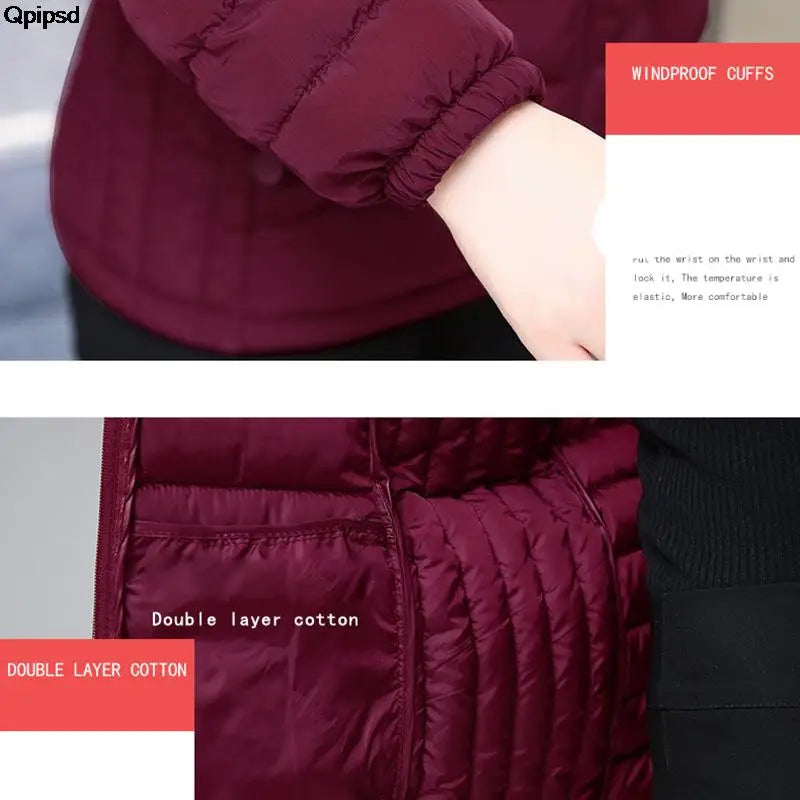 2025 New Women's Parkas lady Winter Thickened Slim Warm Jackets Female Hooded Parkas Women Cotton Padded Jacket Ultralight Coat