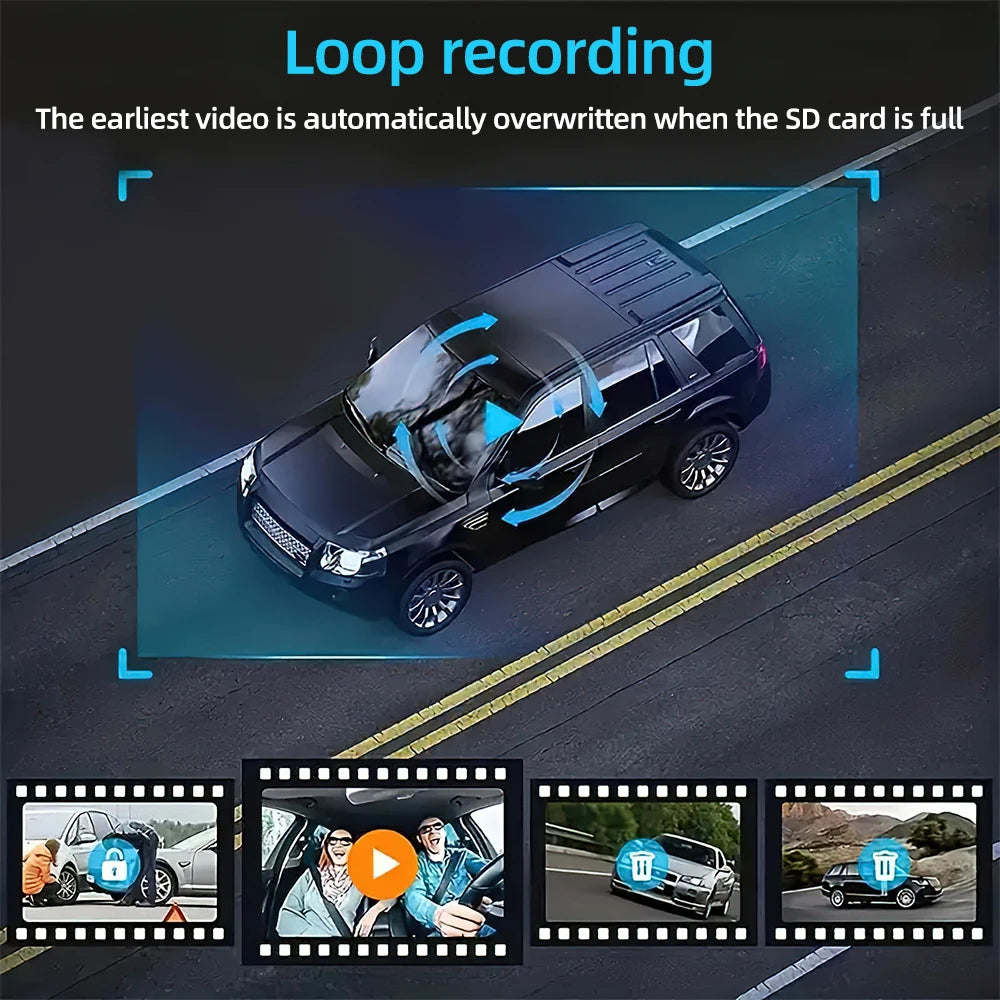 1080P Car Dash Cam With 32G Loop Recording Car DVR IPS Screen 3 Channel Cameras IR Night Vision Wide Angle Dashboard Recorder