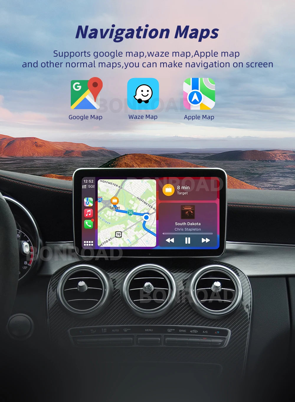 Bonroad For NTG 5.0 Wireless CarPlay Adapter Android Auto Module For Benz For C GLC W205 A CLA GLA B E GLE CLS With Bluetooth