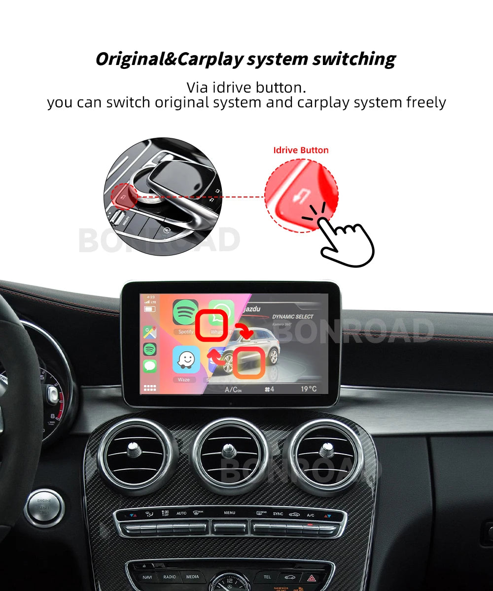 Bonroad For NTG 5.0 Wireless CarPlay Adapter Android Auto Module For Benz For C GLC W205 A CLA GLA B E GLE CLS With Bluetooth