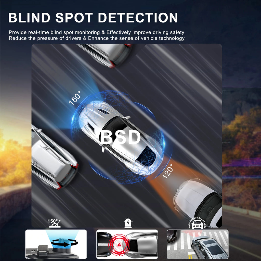 Podofo 9.66" Dash Cam 4K WIFI Stream RearView Mirror Dashcam Camera Drive Recorder Dual Lens Video Recorder Touch Screen