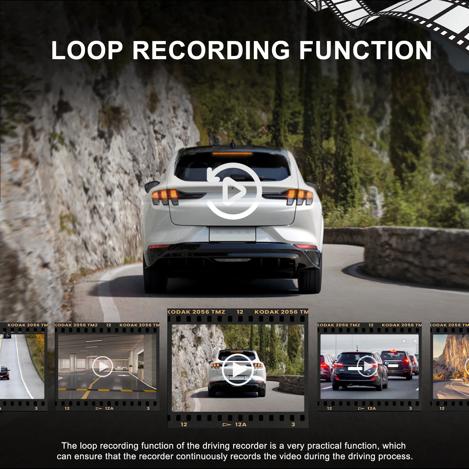 Podofo 9.66" Dash Cam 4K WIFI Stream RearView Mirror Dashcam Camera Drive Recorder Dual Lens Video Recorder Touch Screen