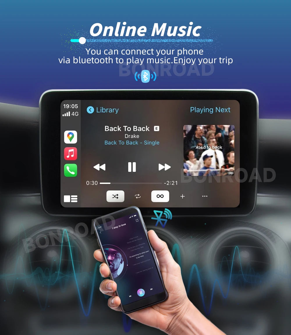 Bonroad For NTG 5.0 Wireless CarPlay Adapter Android Auto Module For Benz For C GLC W205 A CLA GLA B E GLE CLS With Bluetooth