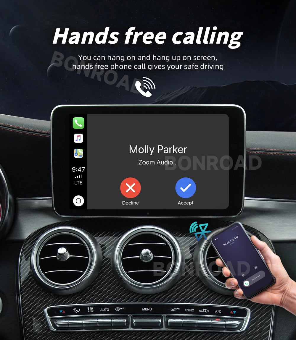 Bonroad For NTG 5.0 Wireless CarPlay Adapter Android Auto Module For Benz For C GLC W205 A CLA GLA B E GLE CLS With Bluetooth